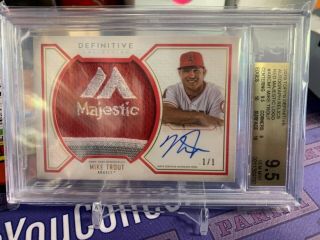 2019 Topps Definitive Mike Trout Patch Auto 1/1 Majestic.  Graded 9.  5/10