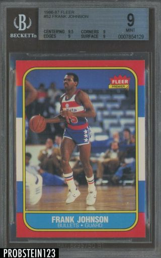 1986 - 87 Fleer Basketball Setbreak 52 Frank Johnson Washington Bullets Bgs 9