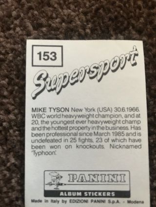 Rare Mike Tyson Panini Sticker Supersport 153 2
