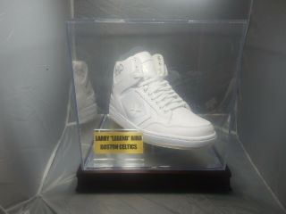 Larry Bird Signed Vintage Converse Basketball Shoe With Display Case (psa)