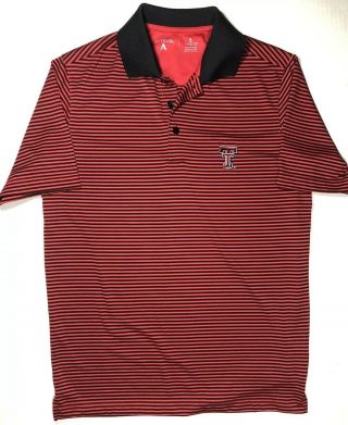 Antigua Texas Tech Red Raiders Golf Polo - Small - Drifit Striped Red Black