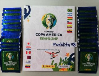 Panini Copa America Brazil 2019 Empty Album,  100 Packs Made In Italy