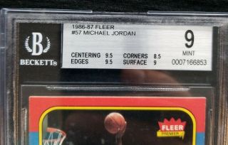 1986 - 87 Fleer Michael Jordan Rookie 9 HIGH END 3
