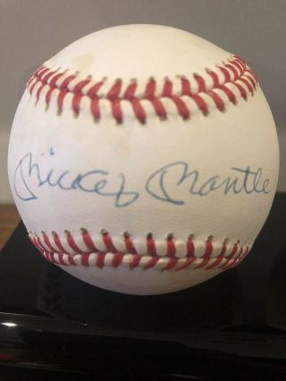 Mickey Mantle Autographed Baseball With Full Psa 