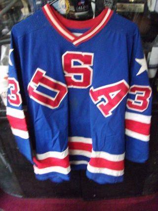 Vintage Game Team Usa Hockey Jersey Circa 1980 Unique,  Sand - Knit,  As Found
