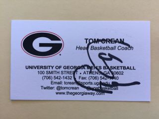 Tom Crean Autograph Georgia Bulldogs Business Card Signed