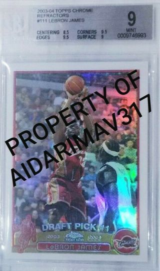 Lebron James 2003 - 04 Topps Chrome Refractor Rookie Rc Bgs 9