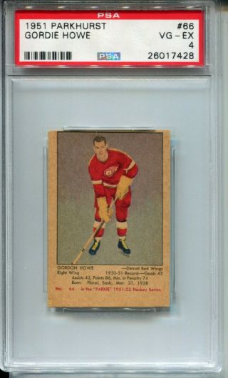 1951 Parkhurst Hockey 66 Gordie Howe Rookie Card Psa 4