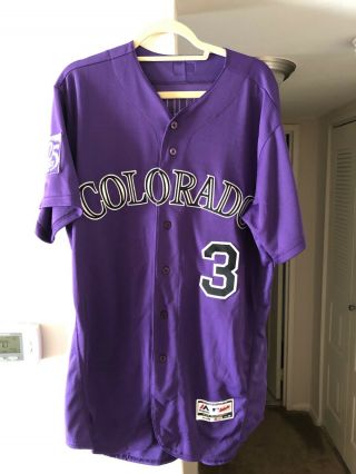 Mike Tauchman Rockies Game Jersey 25th Anniversary Patch Size 46