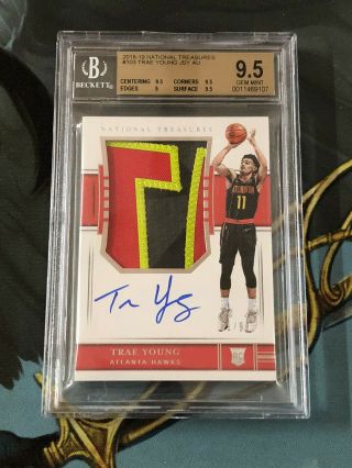 18 - 19 National Treasures Trae Young Rc Rookie Patch Auto Rpa 61/99 Bgs 9.  5/10