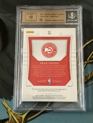 18 - 19 National Treasures Trae Young Rc Rookie Patch Auto RPA 61/99 BGS 9.  5/10 2