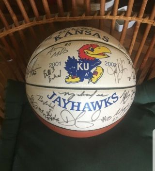 2001 - 02 Official Kansas Jayhawks Team Autographed Signed Basketball Ku Rare