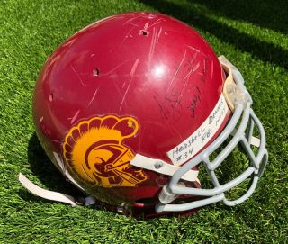 2003 Hershel Dennis Usc Trojans Game - Worn & Auto Rose Bowl Football Helmet