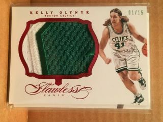 F2041 2013 - 14 Panini Flawless Rookie Patches Ruby 2 Kelly Olynyk 01/15