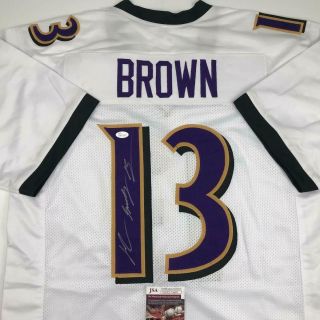 Autographed/signed John Brown Baltimore White Football Jersey Jsa Auto