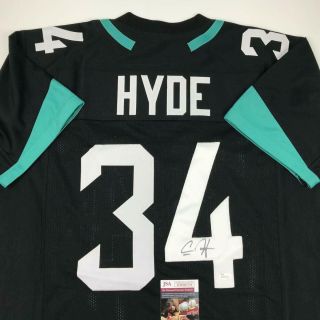 Autographed/signed Carlos Hyde Jacksonville Black Football Jersey Jsa Auto
