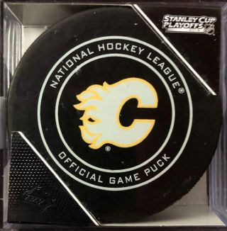 2019 Stanley Cup Playoffs.  Calgary Flames Official Game Puck