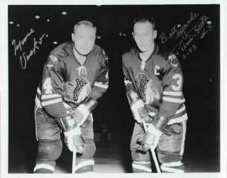 Pierre Pilote Elmer Moose Vasko Chicago Blackhawks Signed 8x10 Photo Autographed