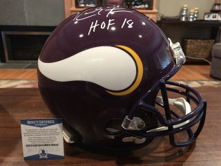 Randy Moss Autographed Minnesota Vikings Authentic Proline Helmet Hof 18 Beckett