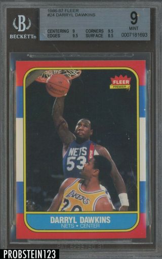 1986 - 87 Fleer Basketball Setbreak 24 Darryl Dawkins Jersey Nets Bgs 9