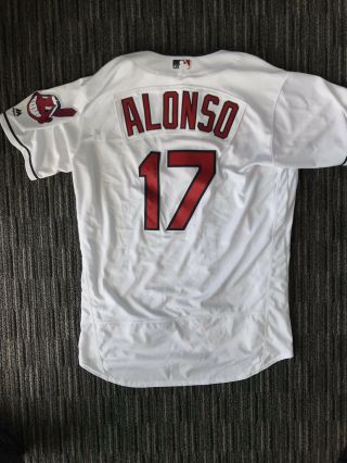 Yonder Alonso Cleveland Indians Game Worn  Baseball Jersey 2017