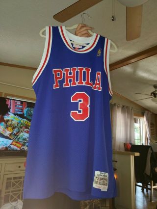100 Authentic Allen Iverson Mitchell Ness 96 97 Sixers Jersey Size 52 2xl Mens