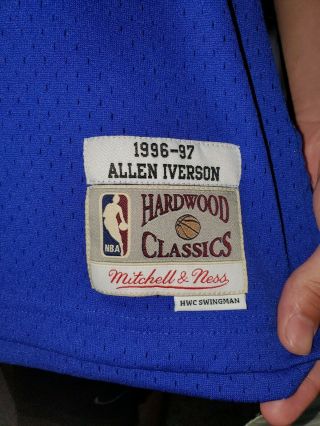 100 Authentic Allen Iverson Mitchell Ness 96 97 Sixers Jersey Size 52 2XL Mens 2