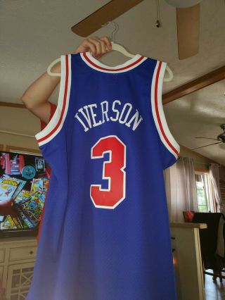 100 Authentic Allen Iverson Mitchell Ness 96 97 Sixers Jersey Size 52 2XL Mens 5