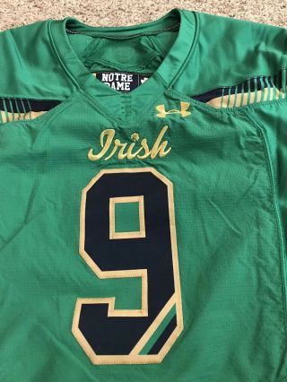 Notre Dame Football Under Armour 2015 Shamrock Series Team Issued Jersey 9 ND 2