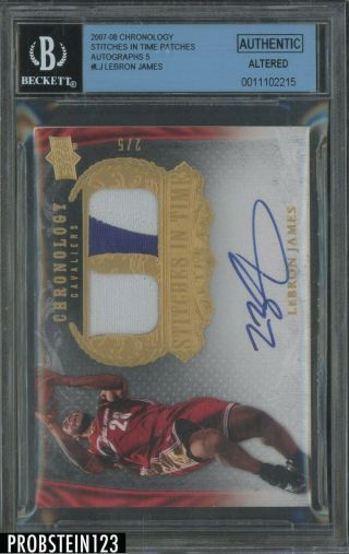 2007 - 08 Ud Chronology Stitches In Time Lebron James Patch Auto 2/5 Bgs