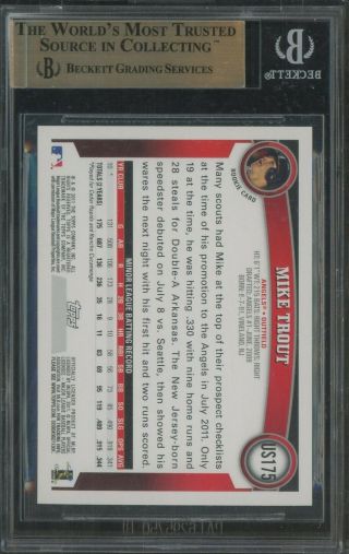 2011 Topps Update Target Red Border US175 Mike Trout Angels RC Rookie BGS 9.  5 2