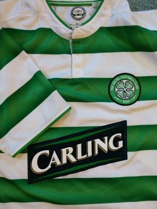 Carling Celtic Green And White Striped Soccer Jersey Football Club Sz Med