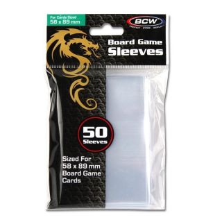 10 Pack (500) Bcw Board Game Sleeves For Cards 58mm X 89mm