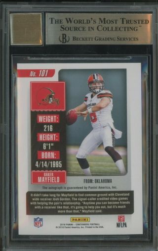 2018 Contenders Championship Ticket Baker Mayfield Browns RC AUTO /49 BGS 9.  5 2