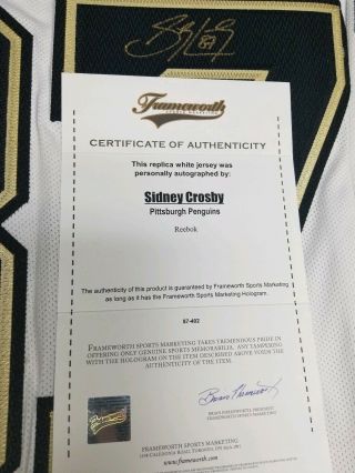 Penguins - Sidney Crosby Autographed/signed Licensed Nhl Jersey W/frameworth Coa: