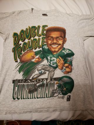 Vintage Randall Cunningham " Double Trouble " Philadelphia Eagles T - Shirt Size M
