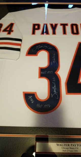 Walter Payton Signed Stat Jersey Psa/dna Certified Chicago Bears Autographed Hof