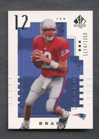 2000 Sp Authentic 118 Tom Brady Patriots Rc Rookie /1250 Pack Fresh