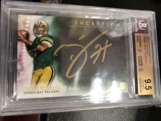 Brett Hundley 2015 Topps Inception Gold Signing Auto Autograph 14/25 Bgs 9.  5 At6