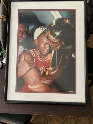 Michael Jordan Autographed 16x20 Framed Vintage Upper Deck Photo Uda