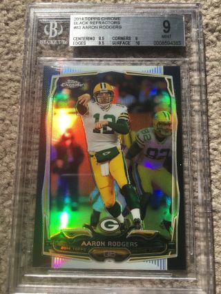 2014 Topps Chrome Aaron Rodgers Black Refractor /299 Bgs 9 Surface 10
