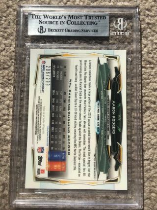 2014 Topps Chrome Aaron Rodgers Black Refractor /299 BGS 9 Surface 10 2