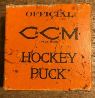 Vintage Official CCM Hockey Puck with Box Rare Old 5
