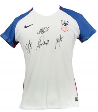 Rapinoe Morgan Lavelle Naeher Signed Nike Usa White Soccer Jersey Medium Jsa