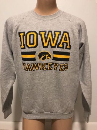Vintage 80’s Iowa Hawkeyes Sweatshirt Xl Heather Gray Fruit Of The Loom