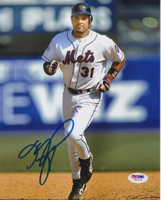 Ny Mets Mike Piazza Signed 8x10 Photo - Rounding Bases Psa/dna Sticker Only