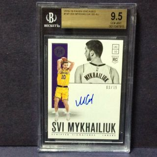 2018 - 19 Encased Rc Auto Graded 9.  5/10 Svi Mykhailiuk 3/75 Los Angeles Lakers