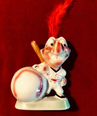 Vintage 1950s Cleveland Indians Ceramic Gibbs - Conner Bank - Chief Wahoo Vg