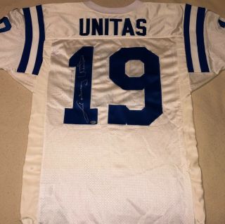 Johnny Unitas Autographed Baltimore Colts White Wilson Jersey Mounted Memories