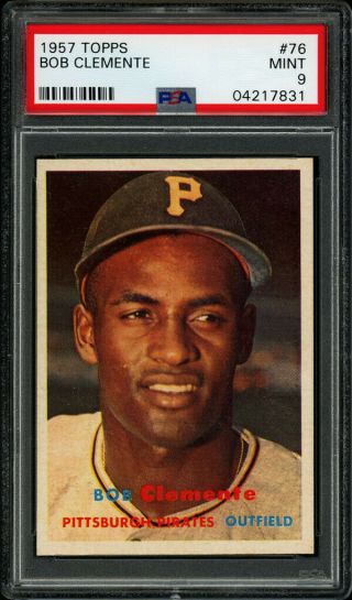 1957 Topps 76 Roberto Clemente (hofer) Pittsburgh Pirates Psa 9 - Centered